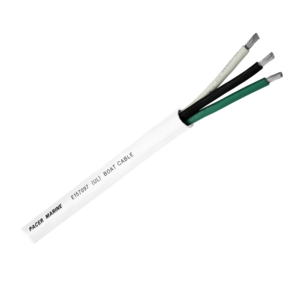 Pacer Marine Tinned Copper Round Triplex Boat Cable, White/Green/Black | by West Marine