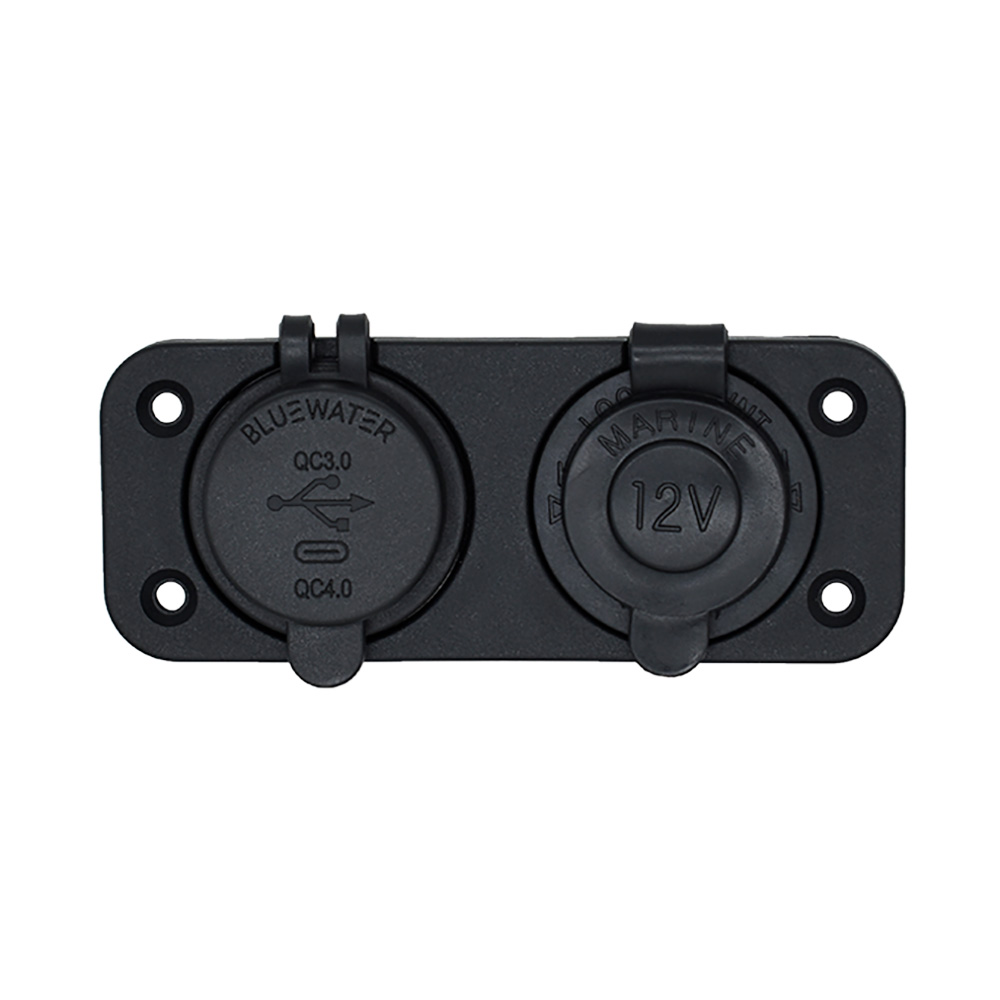 3000-4011 Dual USB & USB-C 12V Combo Receptacle with Plate
