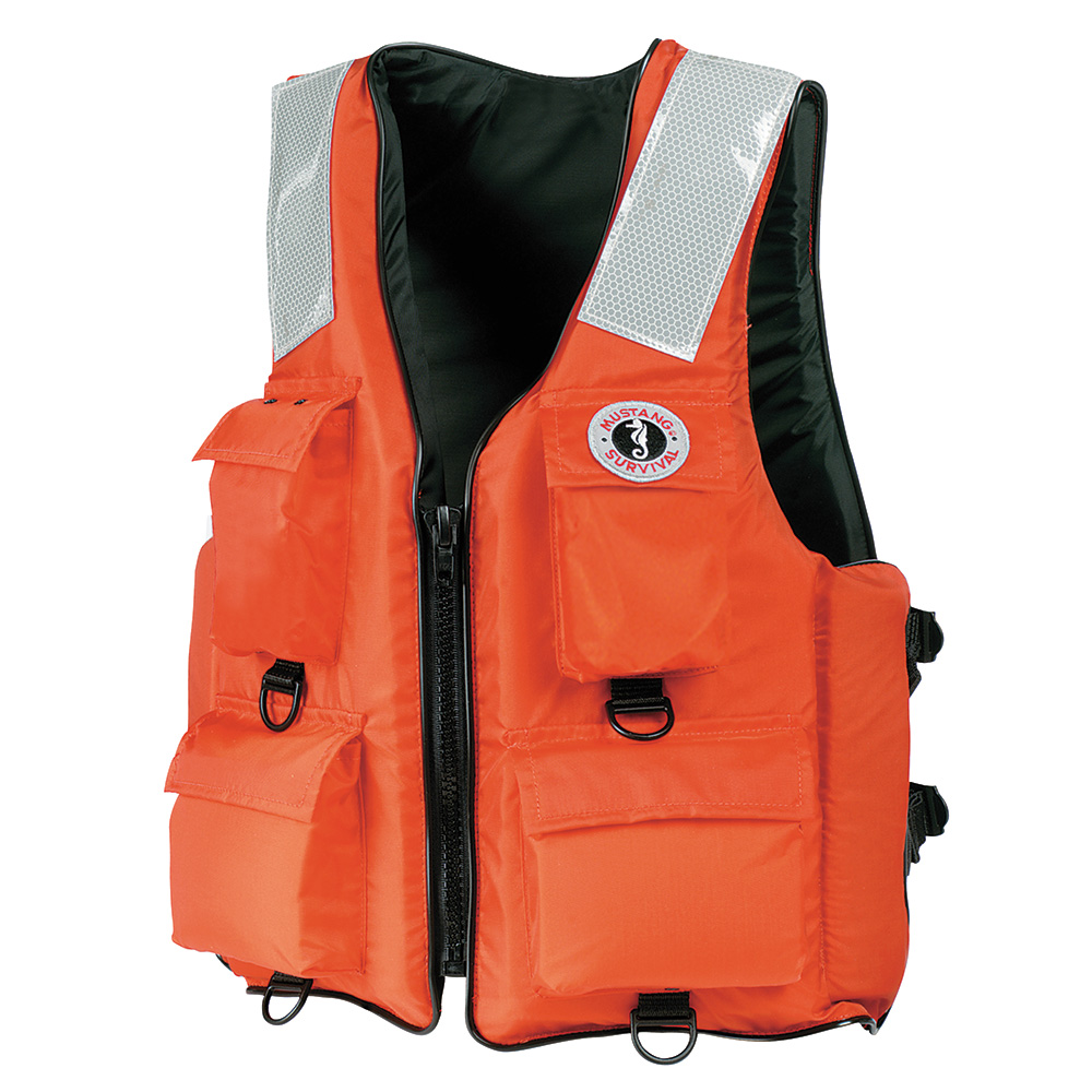 MV3128T2-2-M-216 4-Pocket Flotation Vest, Orange - Medium