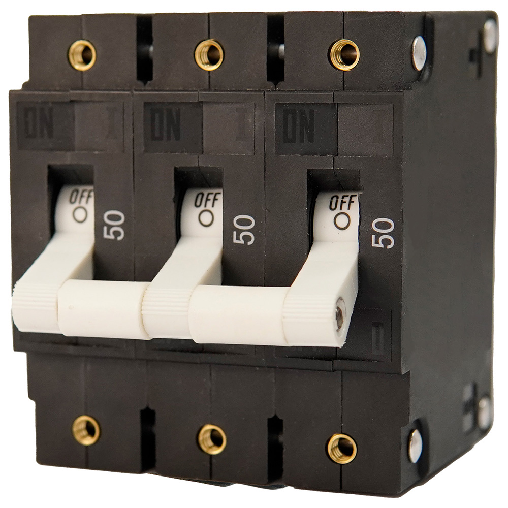 3503-050 50A C Series White Toggle Panel Mount Circuit Breaker - Triple Pole