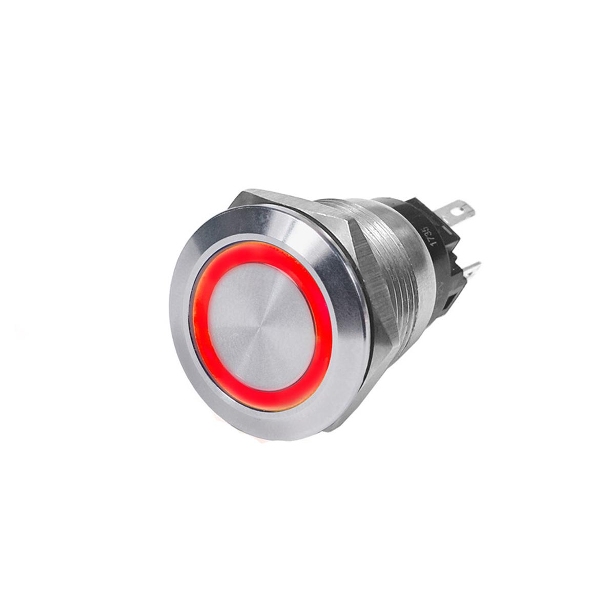 s 4162 10 amp Stainless Steel Push Button Off-On Switch, Red