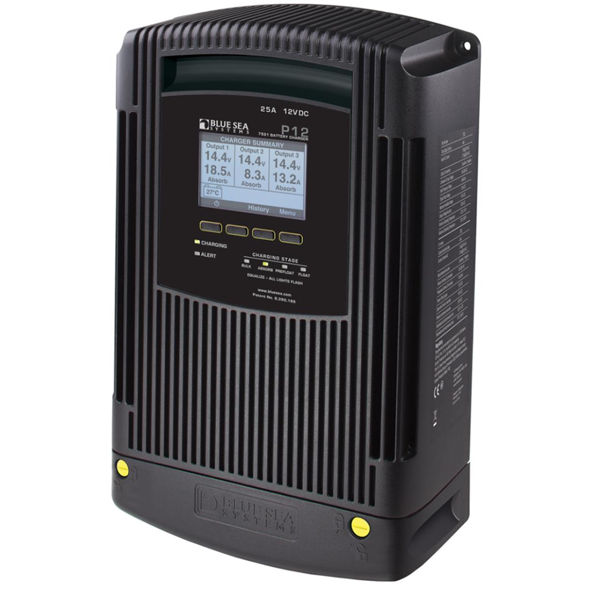 P12 12V DC Four Stage, Three Output Dry Mount Battery Charger