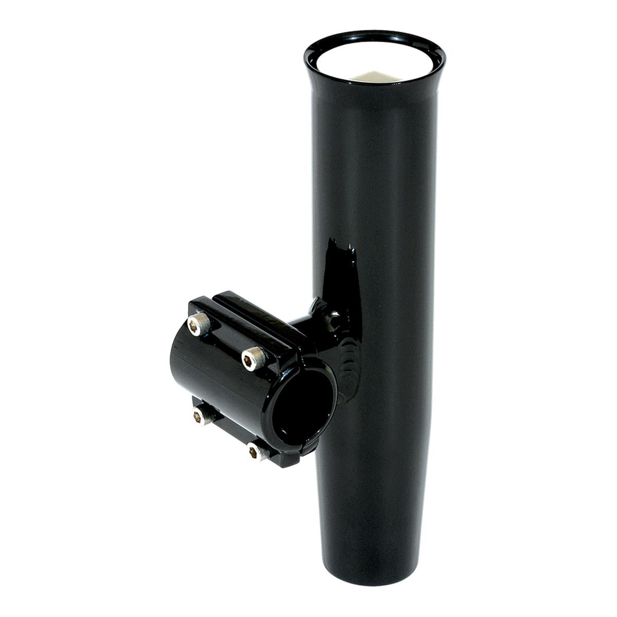 Clamp-On Rod Holder with Horizontal Mount - Fits 1.050 O.D. Pipe, Black Aluminum