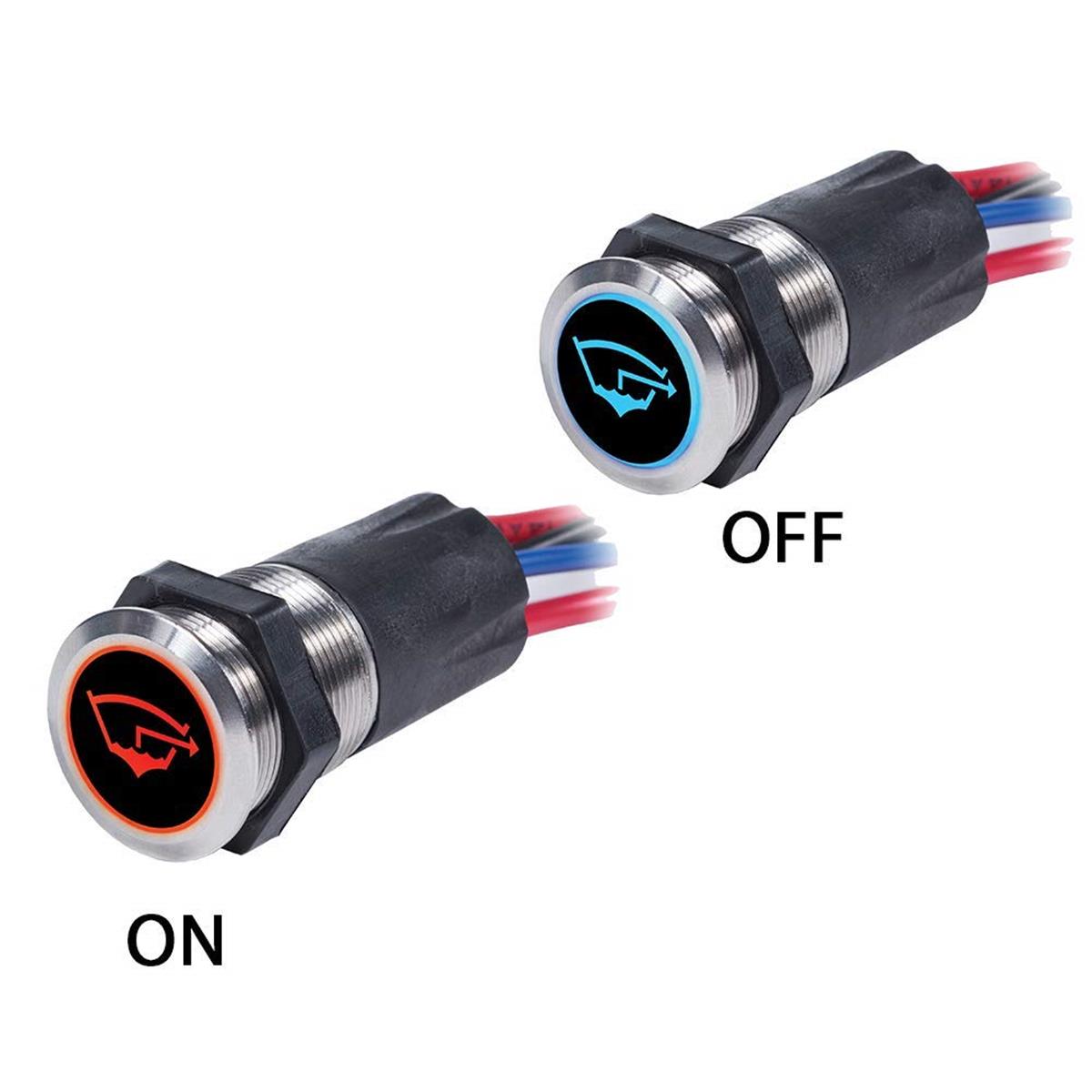 15A Backlit Push Button Off - On Switch - Blue