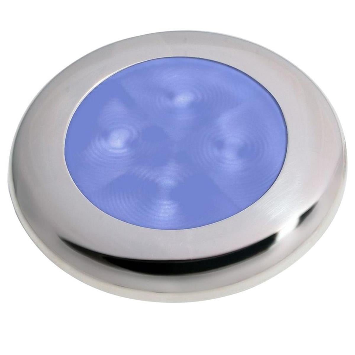 Polished Stainless Steel Rim LED Courtesy Lamp - Blue