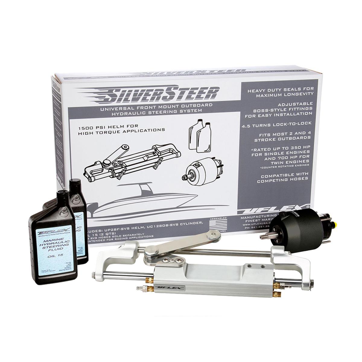 SILVERSTEER 2TB 1500PSI V2 SilverSteer Universal Front Mount Outboard Hydraulic Tilt Steering System