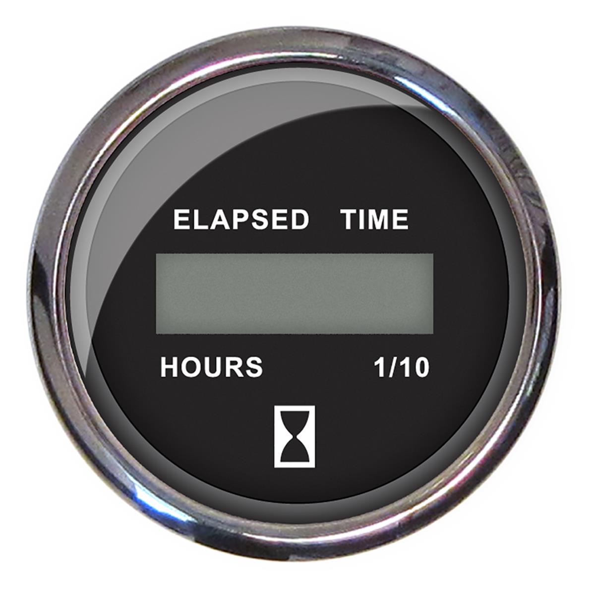 2 in. 10000 Hours 12-32V Digital Hourmeter, Chesapeake Black with Stainless Steel Bezel