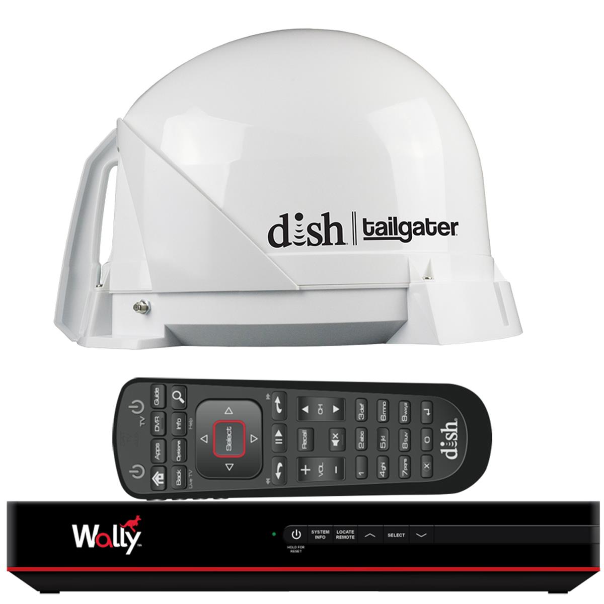 Dish Tailgater Satellite TV Antenna Bundle with Dish Wally HD Receiver & Cables