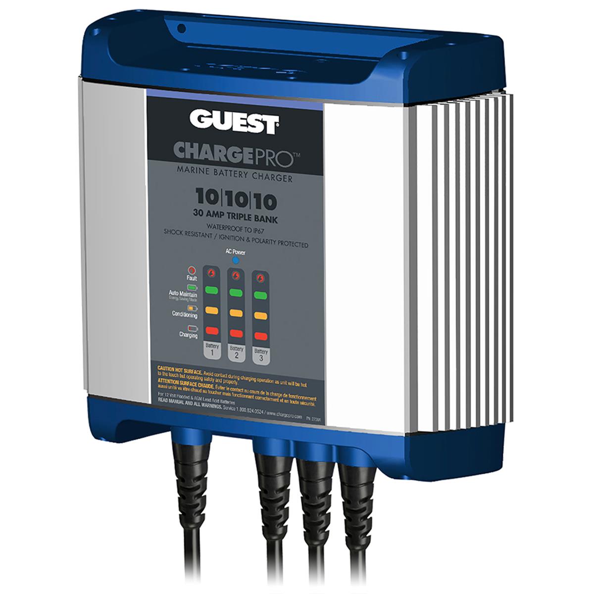 30A - 12V On-Board Battery Charger - 3 Bank - 120V Input