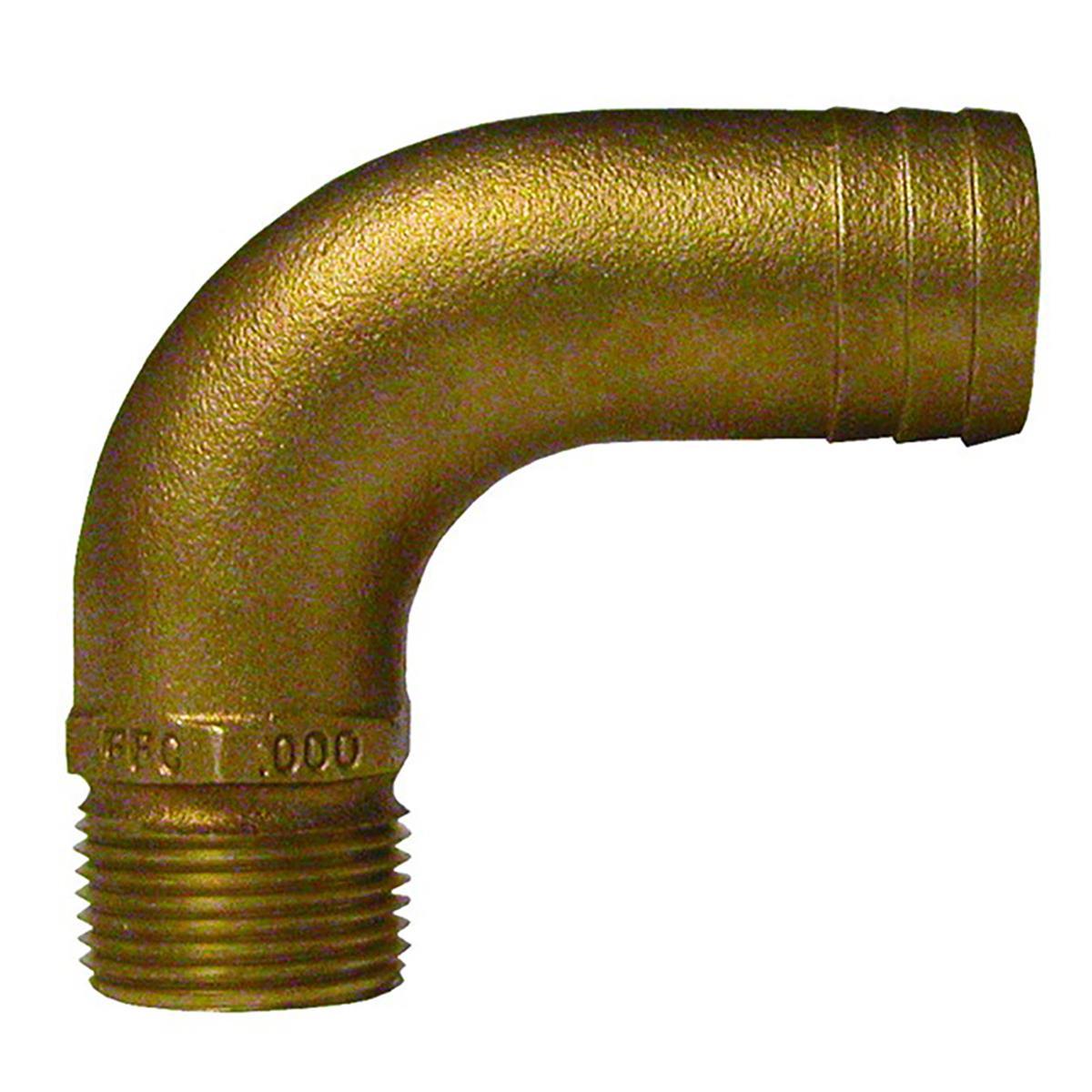 1 in. NPT x 1.25 in. ID Bronze Full Flow 90 deg Elbow Pipe to Hose Fitting