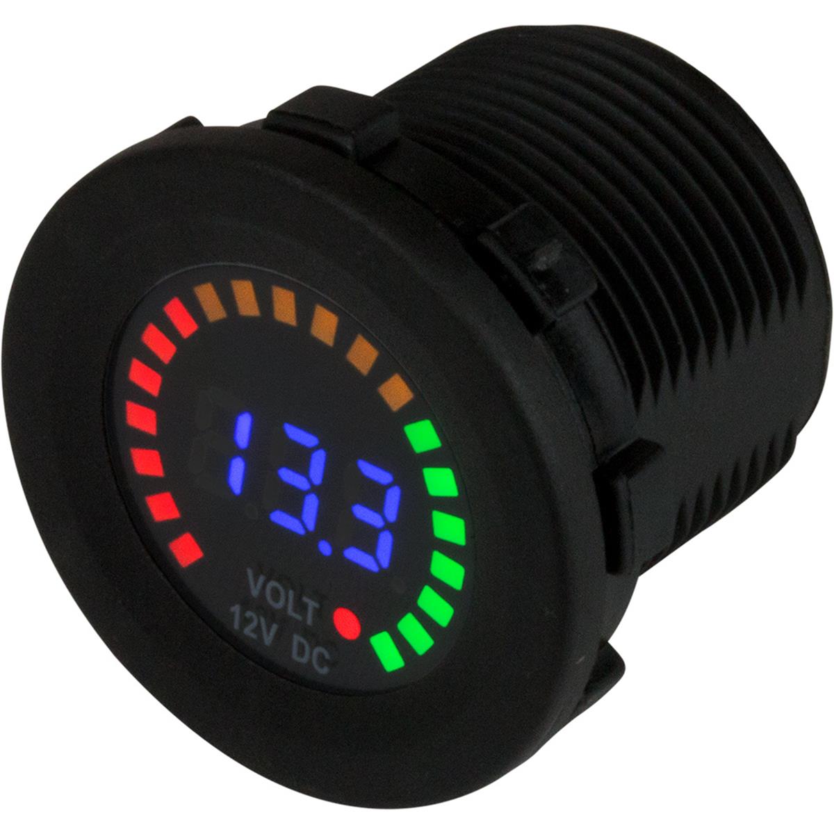 Sea-Dog 421617-1 5-15V Round Voltage Meter DC with Rainbow Dial