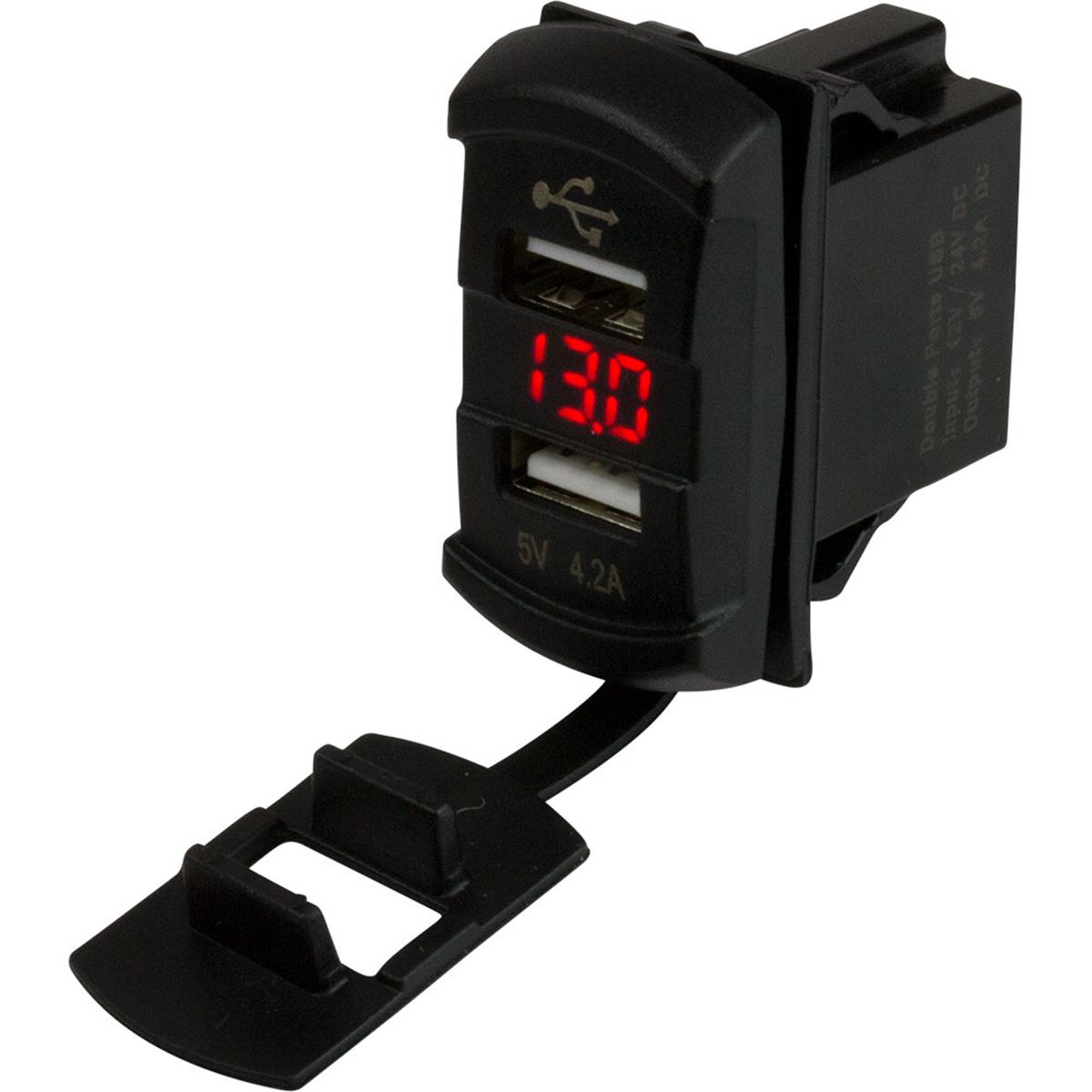 Dual USB Rocker Switch Style Voltmeter with Hidden Display