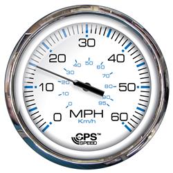 5 in 60 MPH GPS Studded Chesapeake Speedometer with Stainless Steel  White
