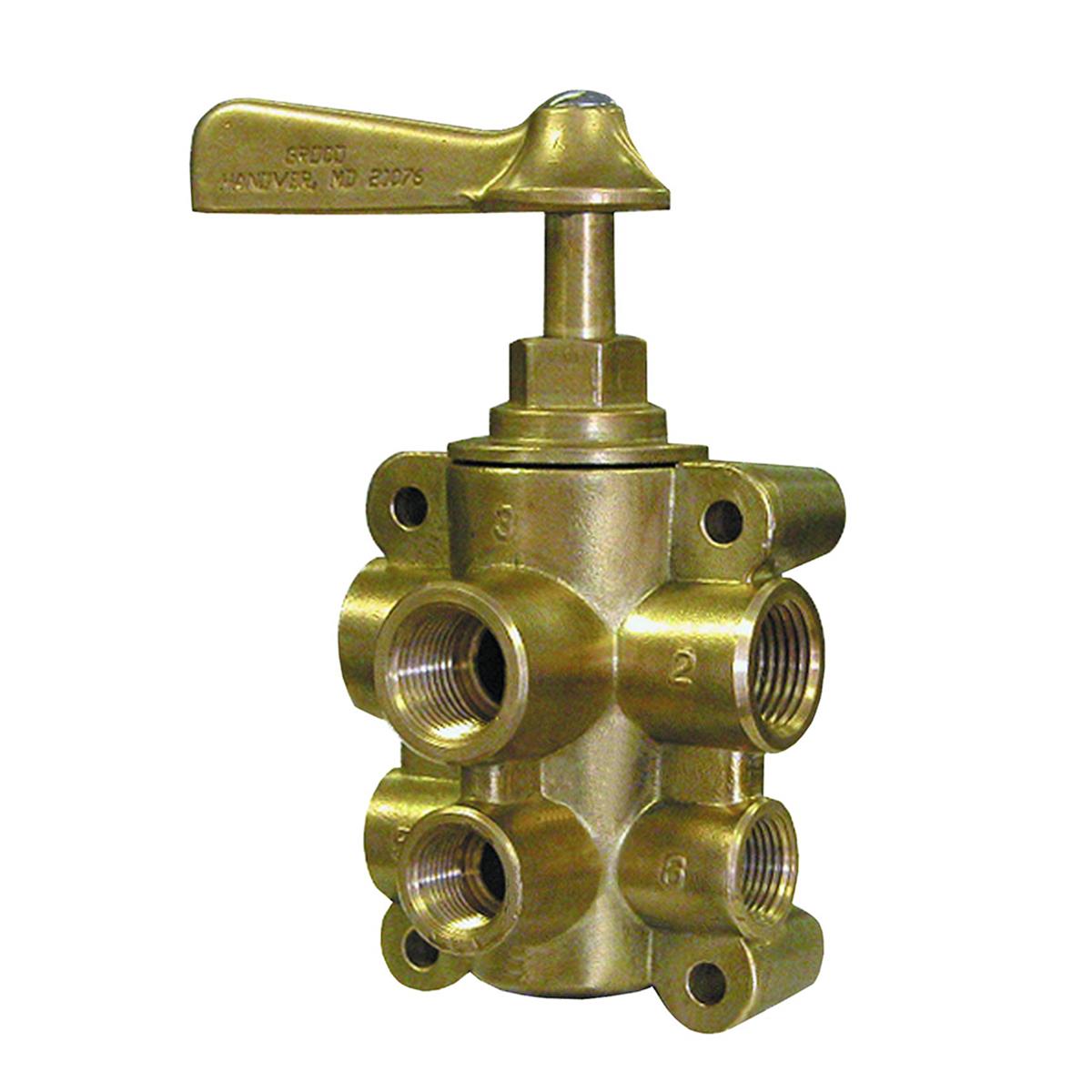 6-Port NPT Bronze Fuel Valve with Main 0.5 - 0.37 in. Return