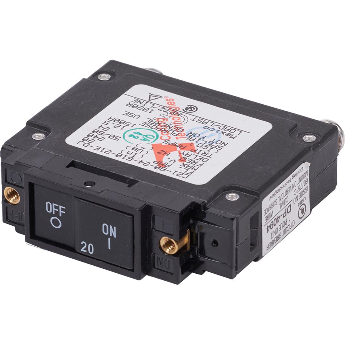 UL-489 Circuit Breaker - 20A Flat Rocker