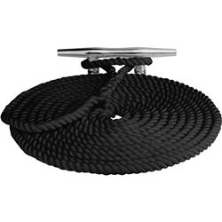 Twisted Nylon Dock Line - Black - 0.38 in. x 10 ft. - High Strength