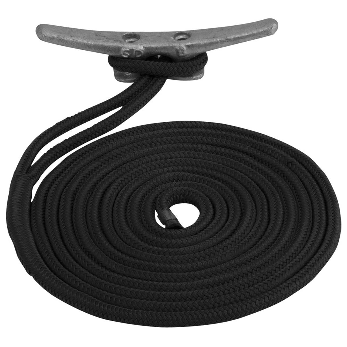 Sea-Dog 302110020BK-1 0.38 in. x 20 ft. Double Braided Nylon Dock Line, Black