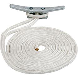 Sea-Dog 302112010WH-1 0.5 in. x 10 ft. Double Braided Nylon Dock Line, White