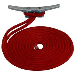 Sea-Dog 302110020RD-1 0.38 in. x 20 ft. Double Braided Nylon Dock Line, Red