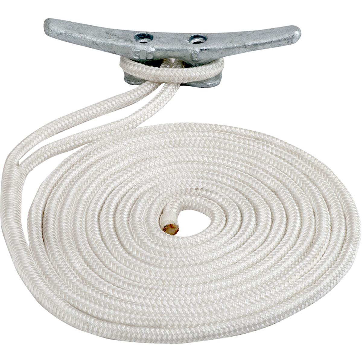 Sea-Dog 302110020WH-1 0.38 in. x 20 ft. Double Braided Nylon Dock Line, White