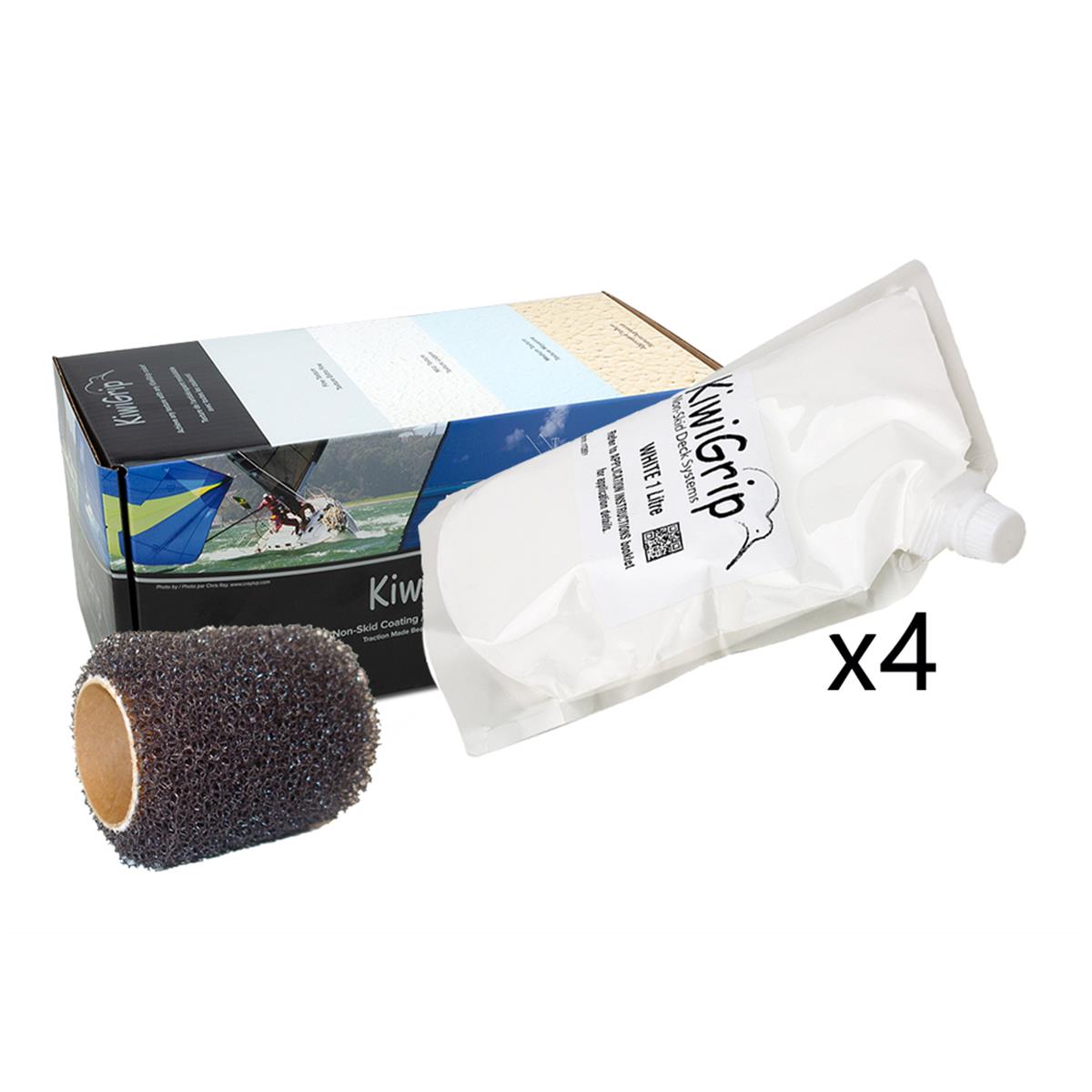 4 - 1 ltr Pouches with 4 in. Roller - White
