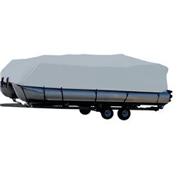 18.5 ft. Performance Poly-Guard Styled-to-Fit Boat Cover for Pontoons with Bimini Top & Rails - Grey