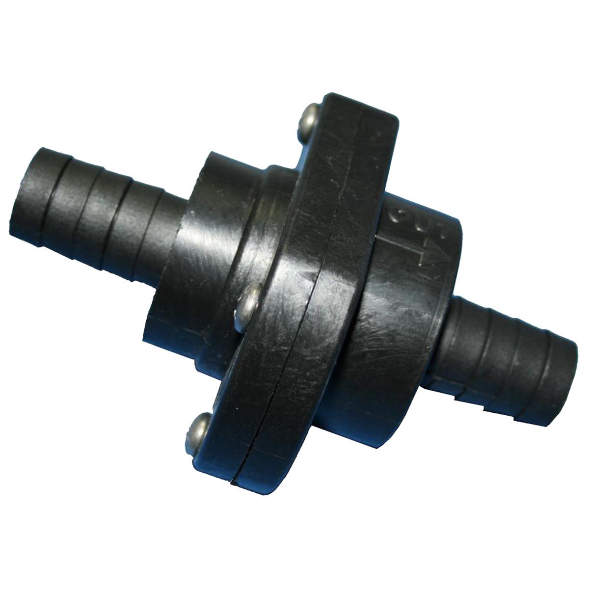 0.75 in. in. Double Barb Inline Scupper Check Valve, Black
