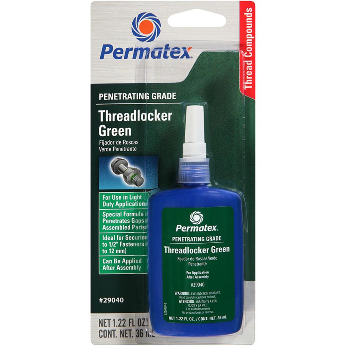 Permatex Penetrating Grade Threadlocker Green Low Viscosity (29040)