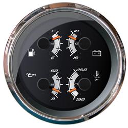 Picture of Faria Beede Instruments 22014 4 in. Platinum Multi-Function Fuel&#44; Oil&#44; Voltmeter & Water Temperature