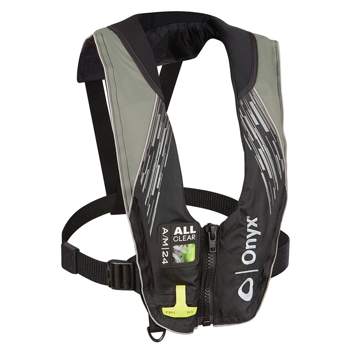 A & M-24 Series All Clear Automatic, Manual Inflatable Life Jacket, Grey - Adult