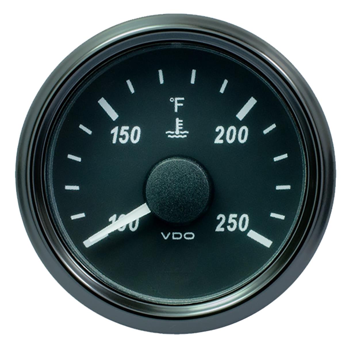 A2C3833350030 52 mm 250 deg SingleViu Water Temperature Gauge, Black