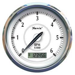 Picture of Faria Beede Instruments 45004 4 in. Newport SS Tachometer with Hourmeter for Gas Inboard - 6000 RPM