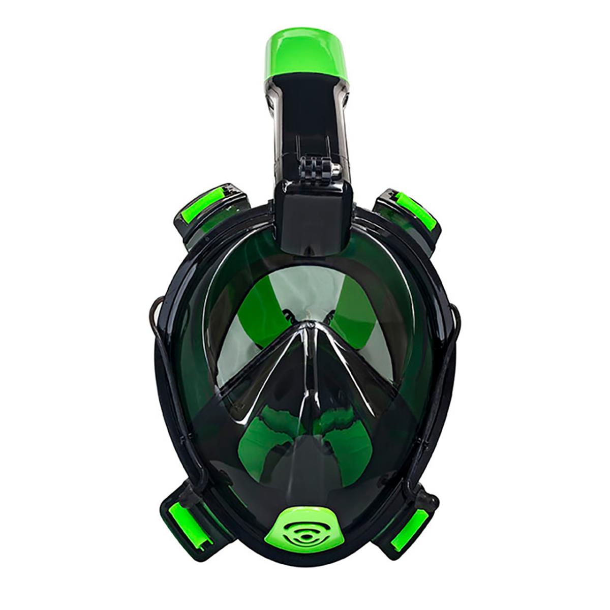 Picture of Aqua Leisure DPM17478LS2 4.5 in. Frontier Full-Face Snorkeling Mask - Adult Sizing - Eye to Chin &#44; Green & Black