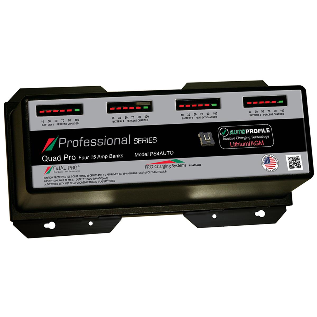 PS4AUTO 15A PS4 Auto 4-Bank Lithium & AGM Battery Charger