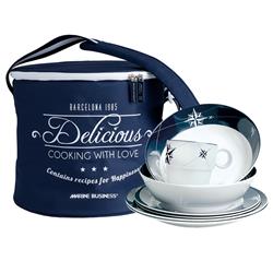 15147 Northwind Melamine Tableware & Basket - Set of 16