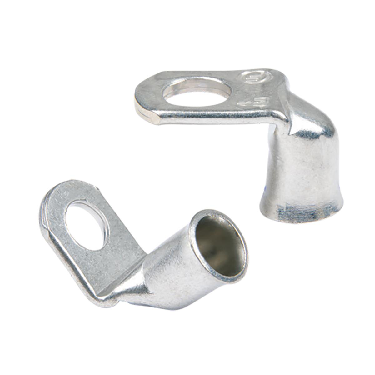 0.37 in. 90 deg 4 AWG Tinned Copper Lug, Silver - 2 Piece