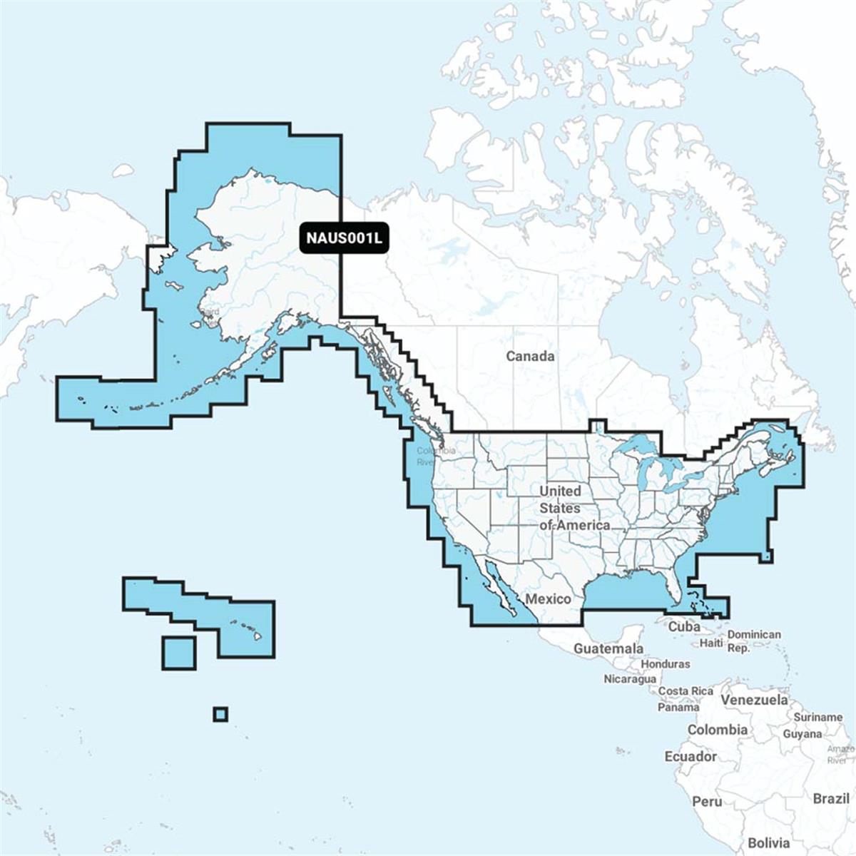 Picture of Navionics 010-C1366-30 NAUS001L U.S. & Coastal Canada Fishing Map