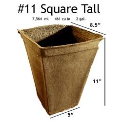 CowPots&#44; LLC #11 Sq T (8) CowPots #11 Square Tall Biodegradable Pots - 8 pots