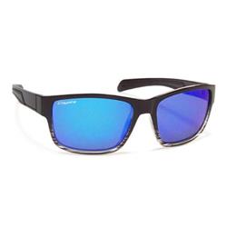 Bluefin black-black stripe-blue mirror Performance Polarized Sunglasses - Black, Black Stripe & Blue Mirror