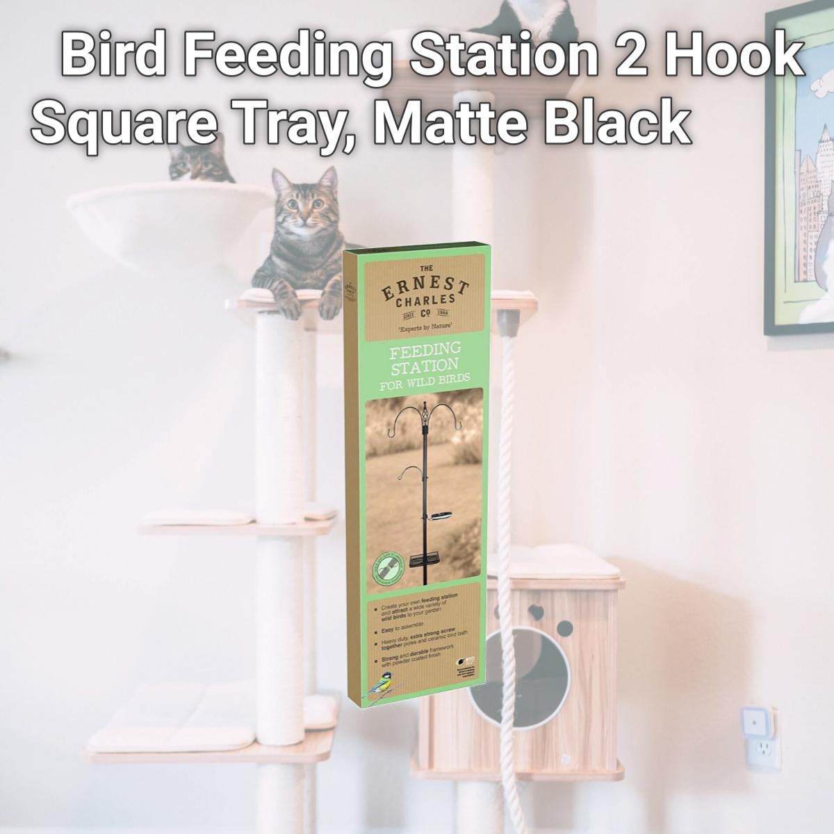 Picture of Gardman USA BA08015 Bird Feeding Station 2 Hook Square Tray, Matte Black