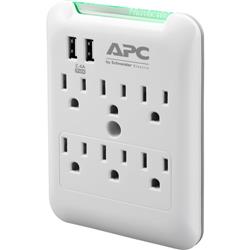 Picture of APC by Schneider Electric PE6WU2 SurgeArrest 6 Outlet Wall Tap with 5V 2.4A 2 Port USB Charger