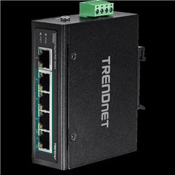 Picture of TRENDnet TI-PG50 5-Port Industrial Gigabit PoE Plus DIN-Rail Switch - 5 Ports - 2 Layer Supported