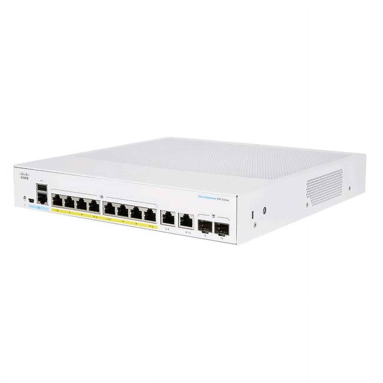 Picture of Cisco Systems CBS250-8PP-E-2G-NA CBS250 GE Partial EXT PS&#44; 2 x 1G Managed 8 Port Gigabit PoE Smart Switch