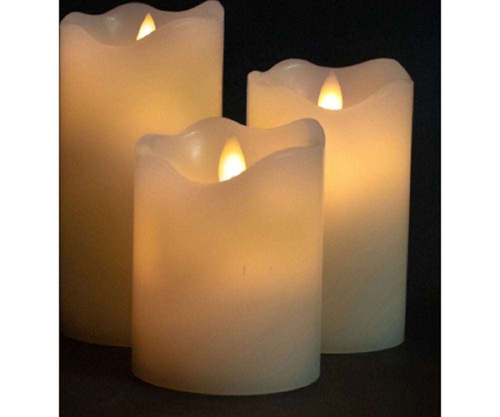 G4872322 3 in. Good Tidings Cream LED Pillar Candle - Pack of 3