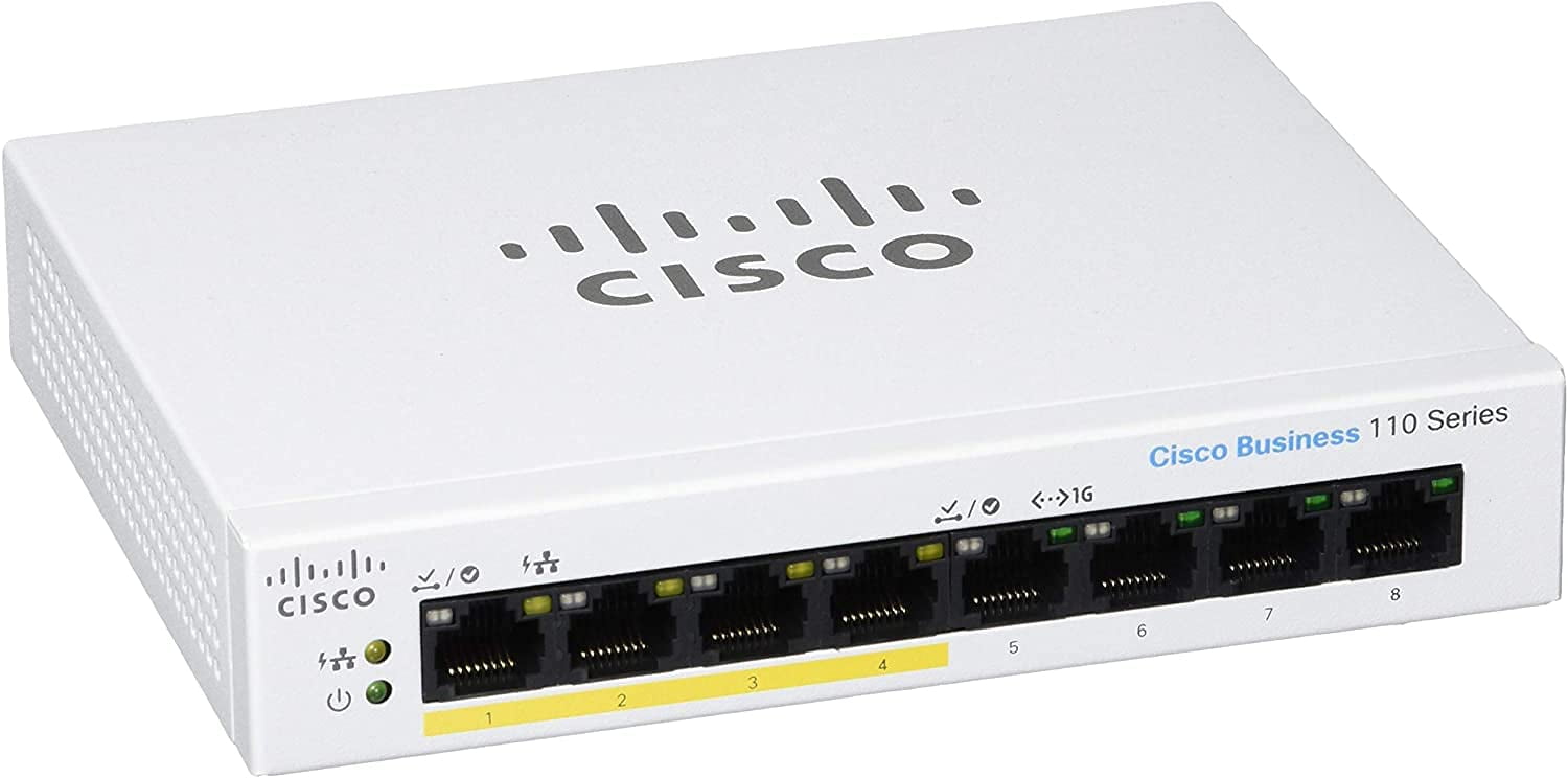 Picture of Cisco Systems CBS110-8PP-D-NA Unmanaged 8-Port GE Partial POE Desktop EXT PS Ethernet Switch