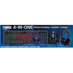 Picture of Naxa NG-5001 4-in-1 Professional Gaming Combo with Keyboard&#44; Mouse&#44; Headphones & Mousepad&#44; Black