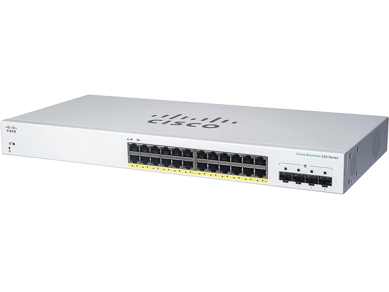 Picture of Cisco Systems CBS220-24T-4G-NA 30.4W 24 Port GE PoE 4 x 1G SFP Ethernet Smart Switch&#44; White