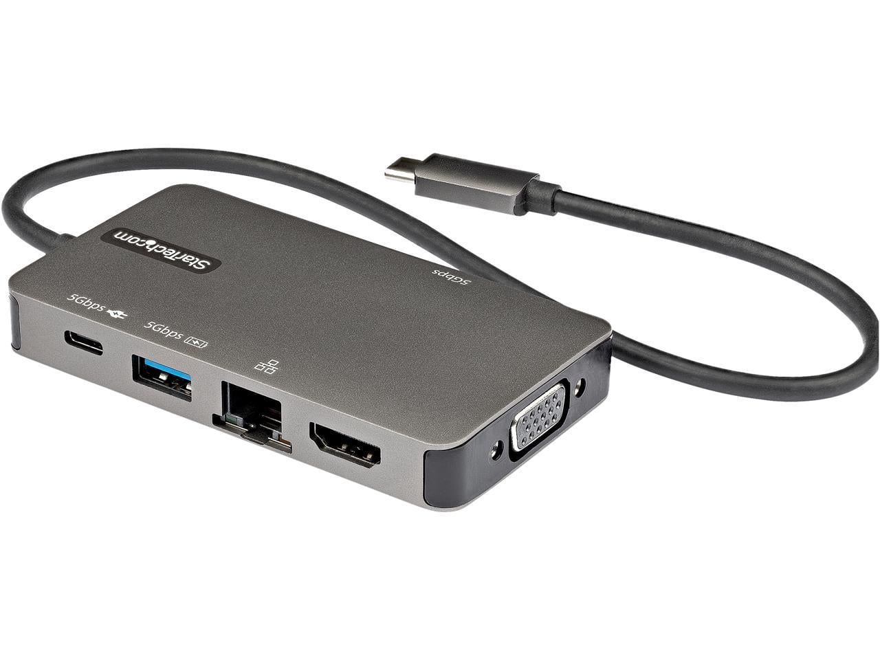USB C to 4K HDMI or VGA Multiport Adapter with 100W PD Passthrough, Black - 3x USB 3.0 - GbE -  EZGeneration, EZ3448096