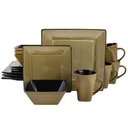 Picture of Gibson 101979.16RM Elite Kiesling Square Dinnerware Set, Taupe - 16 Piece
