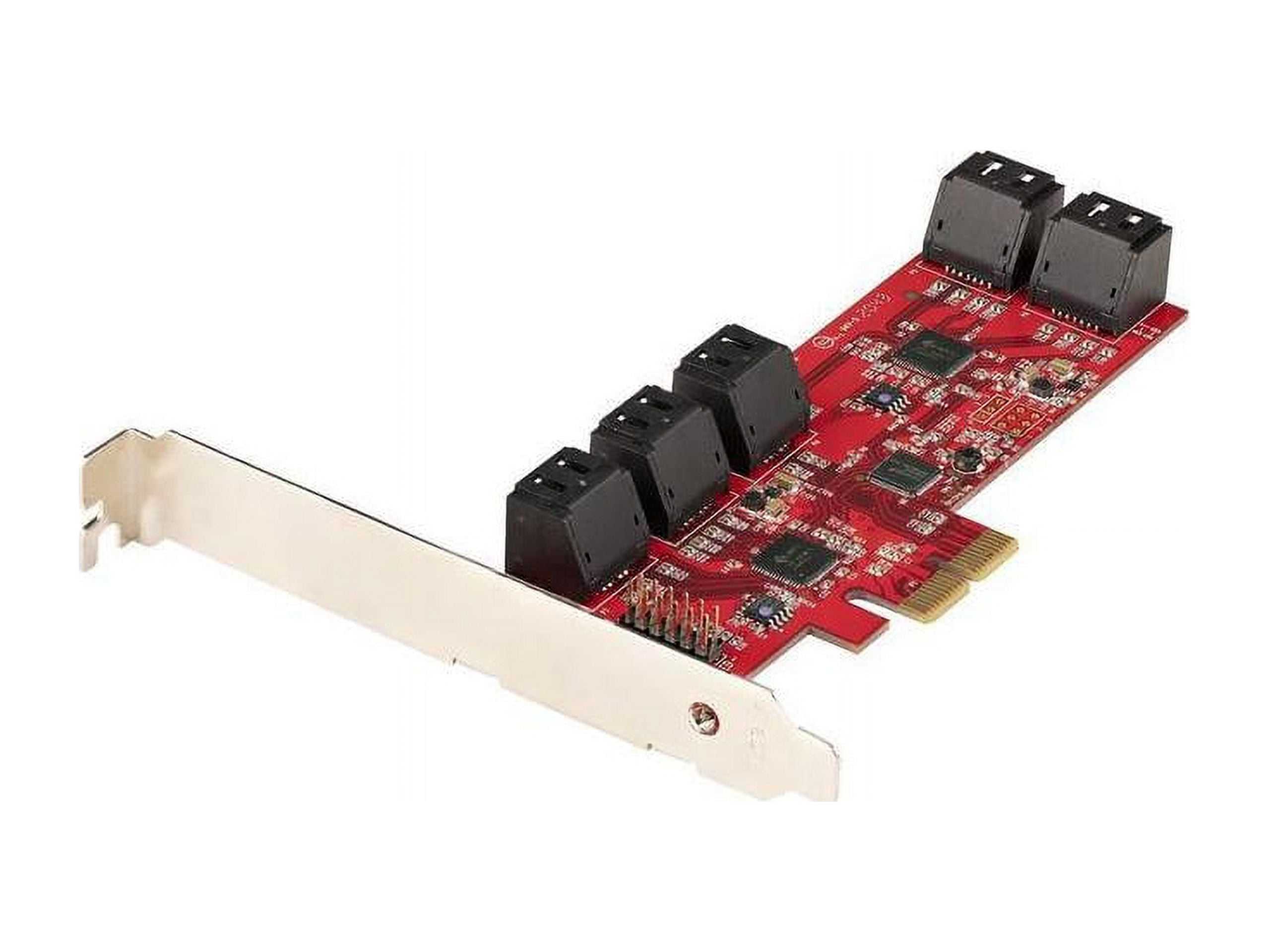 Picture of Startech 10P6G-PCIE-SATA-CARD 10 Port Sata Expansion Card 6Gbps Low & Full Profile - Stacked Connectors - ASM1062 Non-Raid - PCI Express to Converter & Adapter&#44; Red